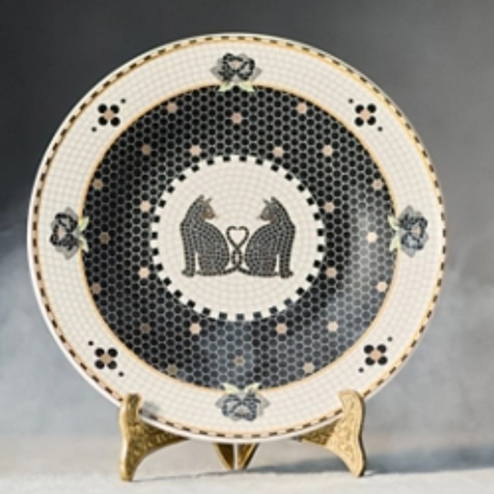 NWT Anthropologie Black Cat Dessert Plate
